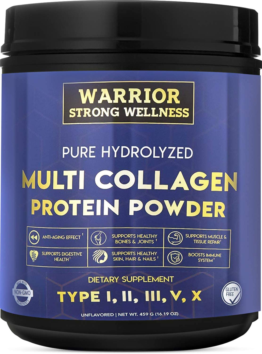 Pure Hydrolyzed Multi Collagen Protein Powder -Supports Healthy Aging, Skin, Hair, Nails & Bones, Anti-Inflammatory Health