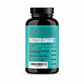 Back label of a supplement bottle with text and branding on a white background