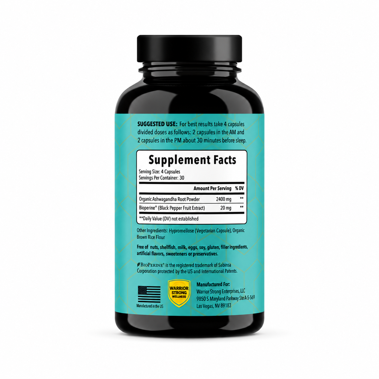 Supplement bottle with label showing 'Supplement Facts' on a white background