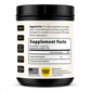 Supplement container with label showing supplement facts and branding details on a white background