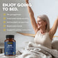 List of benefits of Sleep Well Natural Rest with woman stretching in bed 