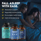 List of benefits of sleep well bundle, couple in bed sleeping in the background