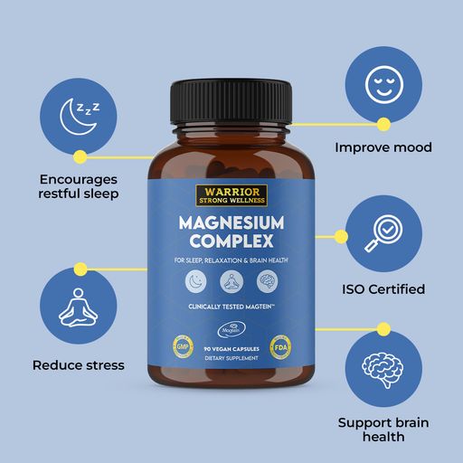 Benefits of Magnesium Complex listed with blue background