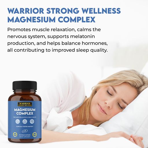 Woman sleeping and summary of benefits of magnesium complex