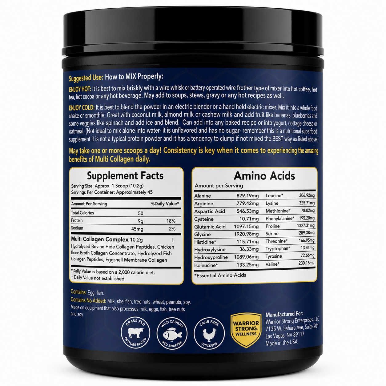 Pure Hydrolyzed Multi Collagen Protein Powder -Supports Healthy Aging, Skin, Hair, Nails & Bones, Anti-Inflammatory Health