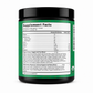Supplement container with a green label displaying supplement facts on a white background