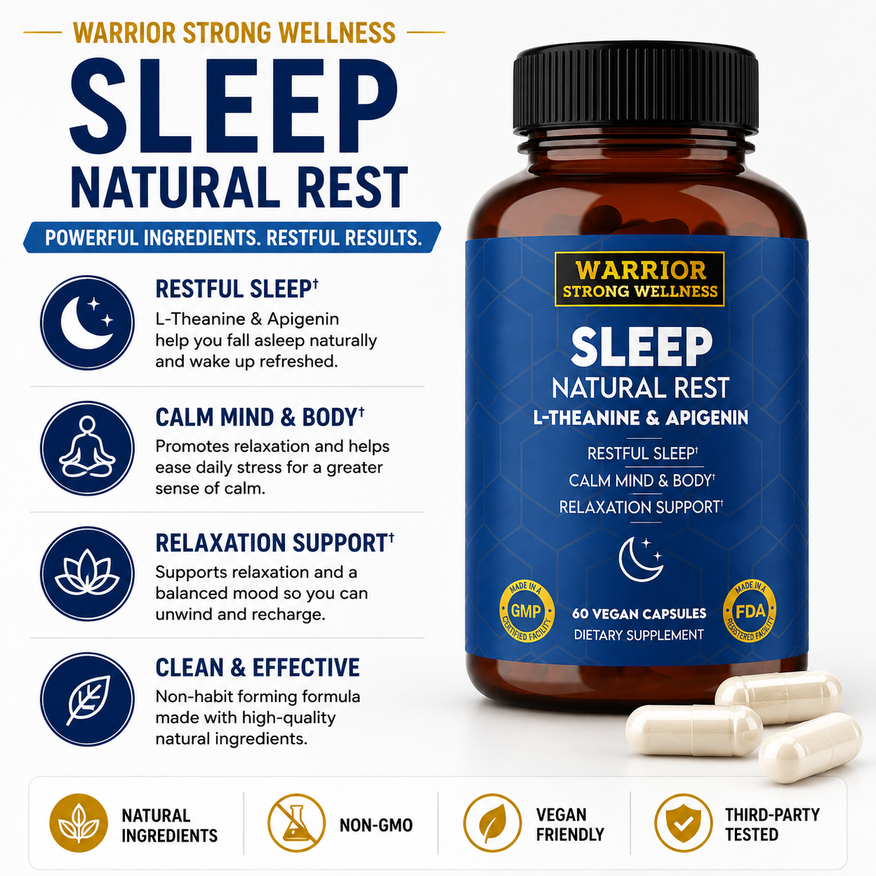 Sleep Natural Rest L-Theanine & Apigenin -for calming the mind & sleeping deep & cognitive function