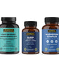 Three supplement bottles from Warrior Strong Wellness on a white background