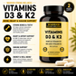 Vitamins D3 & K2  (2 month supply) - Supports Bones,Teeth, Arteries & Immune Health