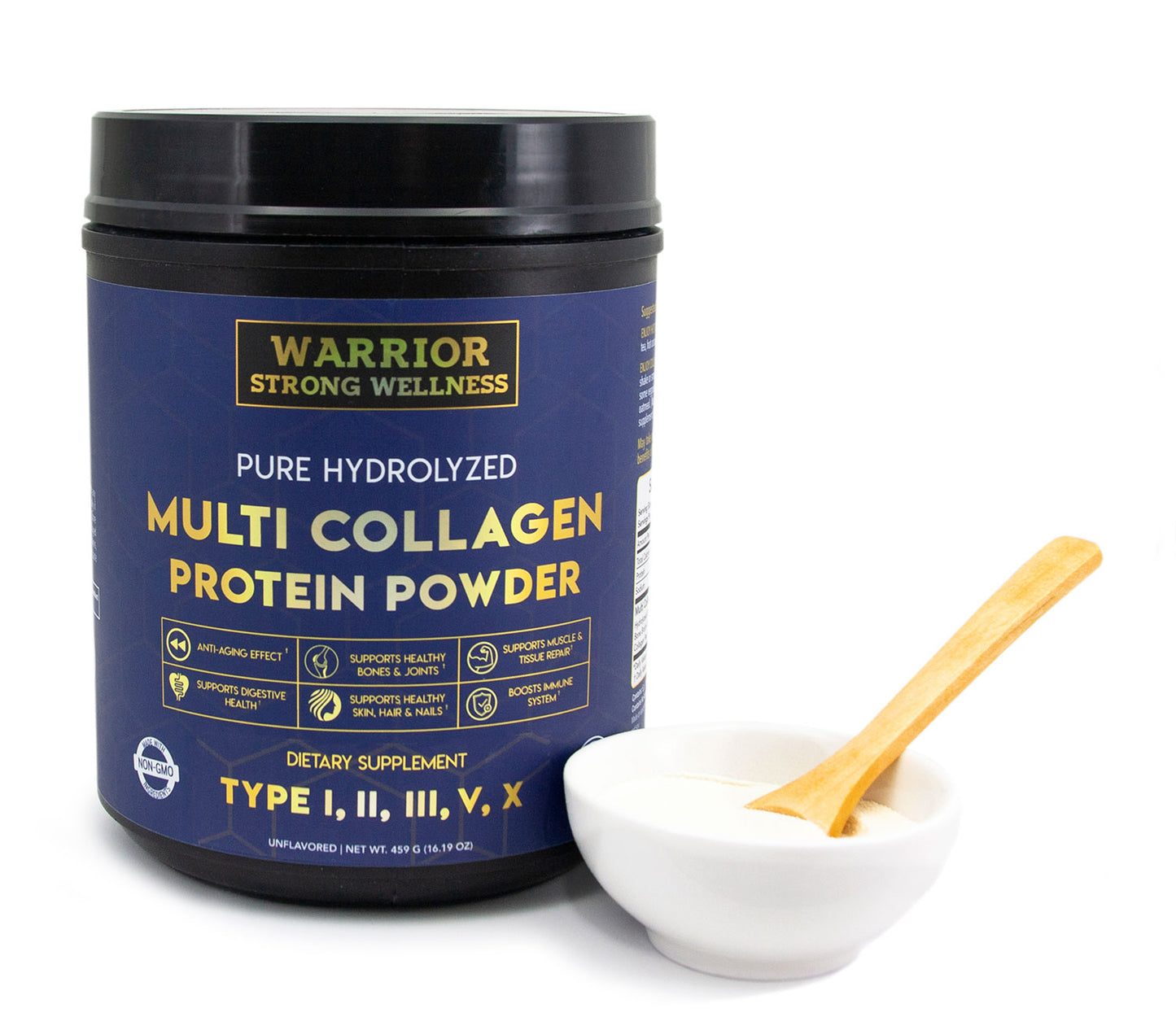 Pure Hydrolyzed Multi Collagen Protein Powder -Supports Healthy Aging, Skin, Hair, Nails & Bones, Anti-Inflammatory Health