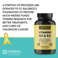 Warrior Strong Wellness Vitamins D3 & K2 with a message that a portion of proceeds supports St. Baldrick's Foundation and childhood cancer research.