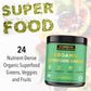Warrior Strong Wellness Organic Superfood Greens with 24 nutrient-dense organic superfoods, fruits, and vegetables to support energy, digestion, detoxification, and immune health.