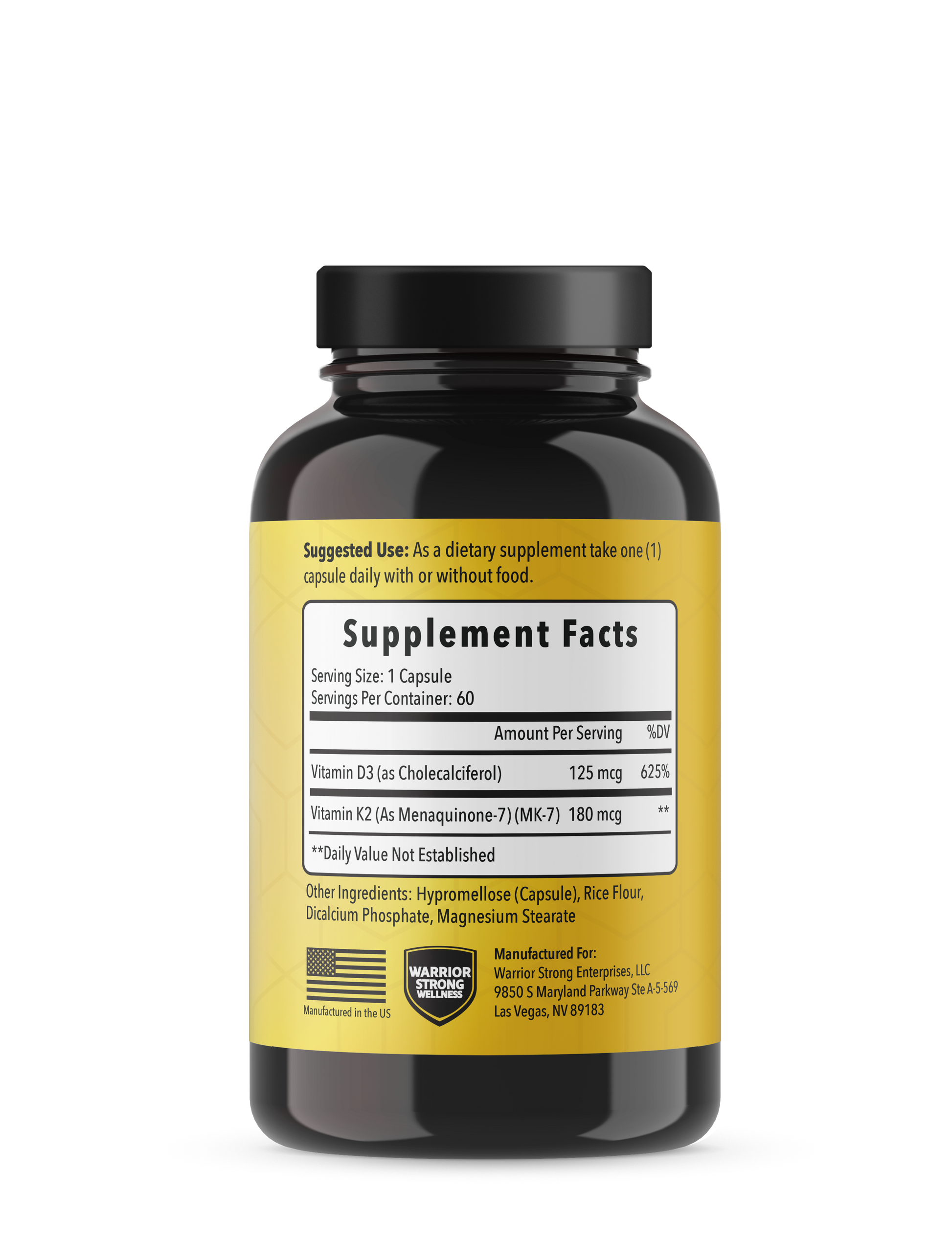 Vitamin D3 and K2 supplement facts