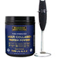 Warrior Strong Wellness multi collagen protein powder with a whisk on a white background